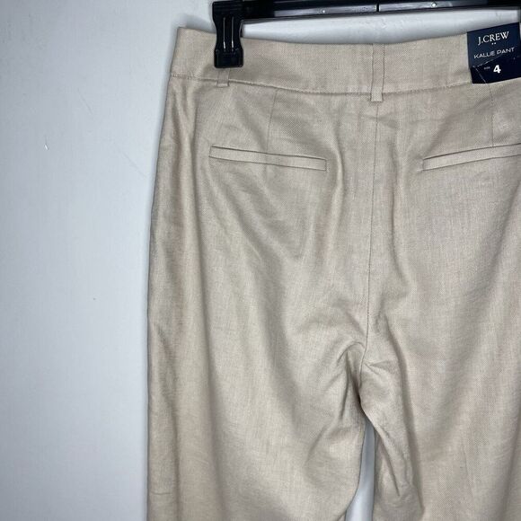 J.CREW Kallie Pants Women 4 Beige Linen Blend Straight Leg NEW Stretch BY761 - Picture 8 of 14